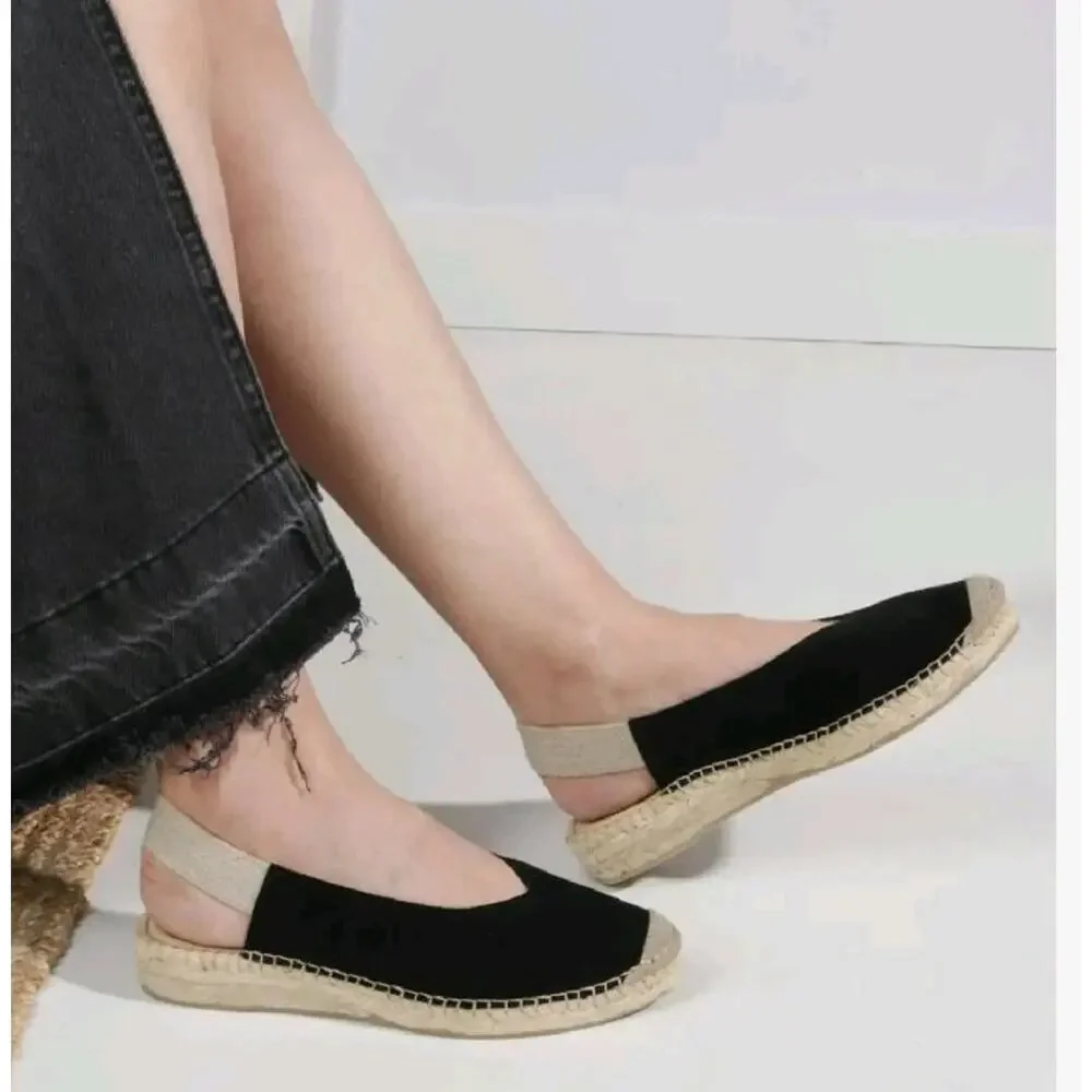 Salvi Handmade In Spain Sling Back Leather Suede Espadrille Shoes 39 EU/US 8.5